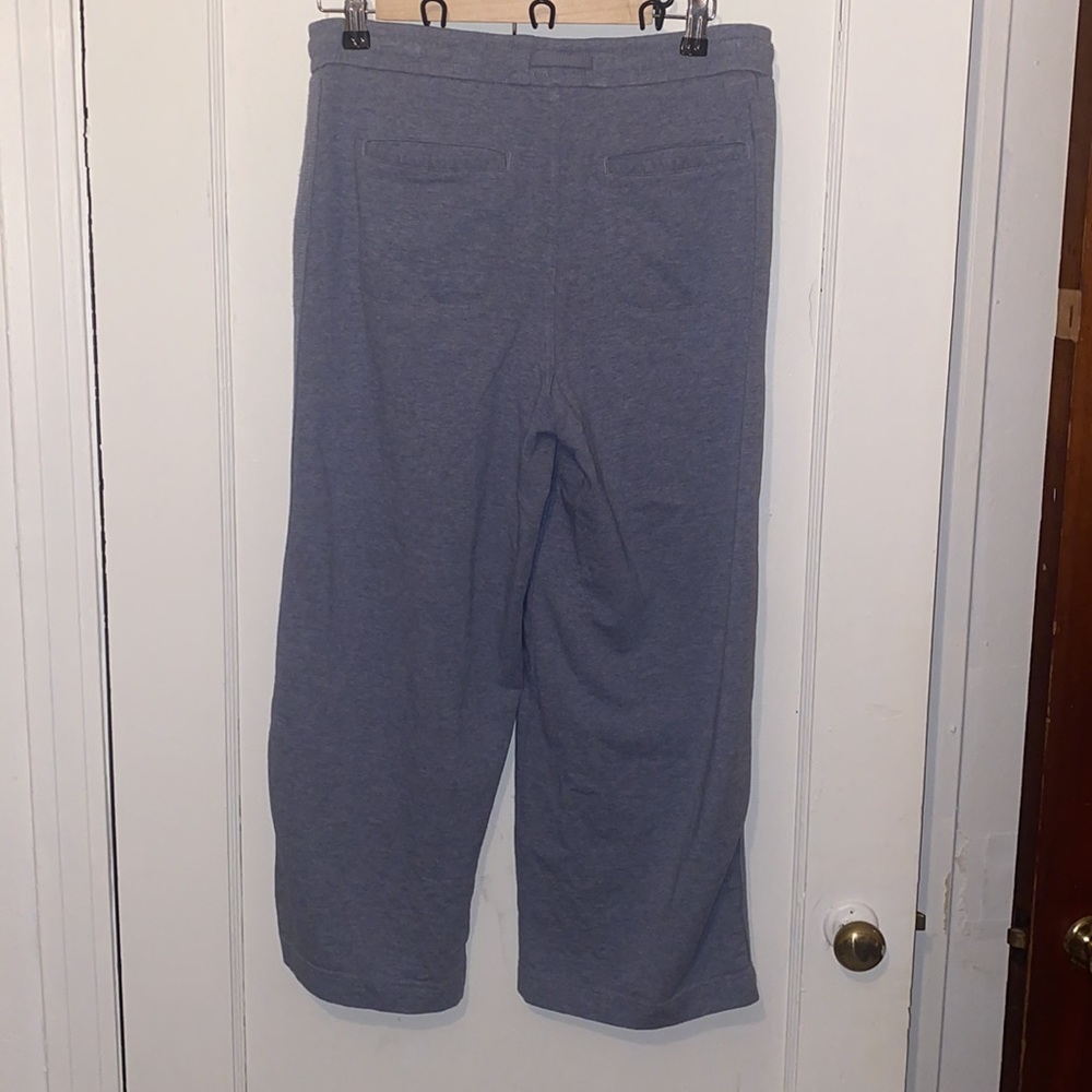 Athleta Farallon Heathered blue crop wide leg soft casual pants with drawstring - Picture 5 of 8